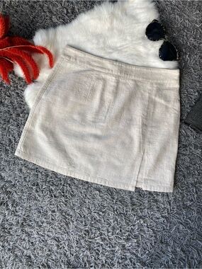 Lioness Oatmeal Beige Linen Blend Mini Skirt